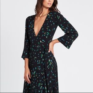 GANNI Floral-print Crepe Midi Wrap Dress